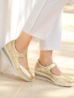 Femme Pédiconfort Babies cuir à scratch semelle compensée