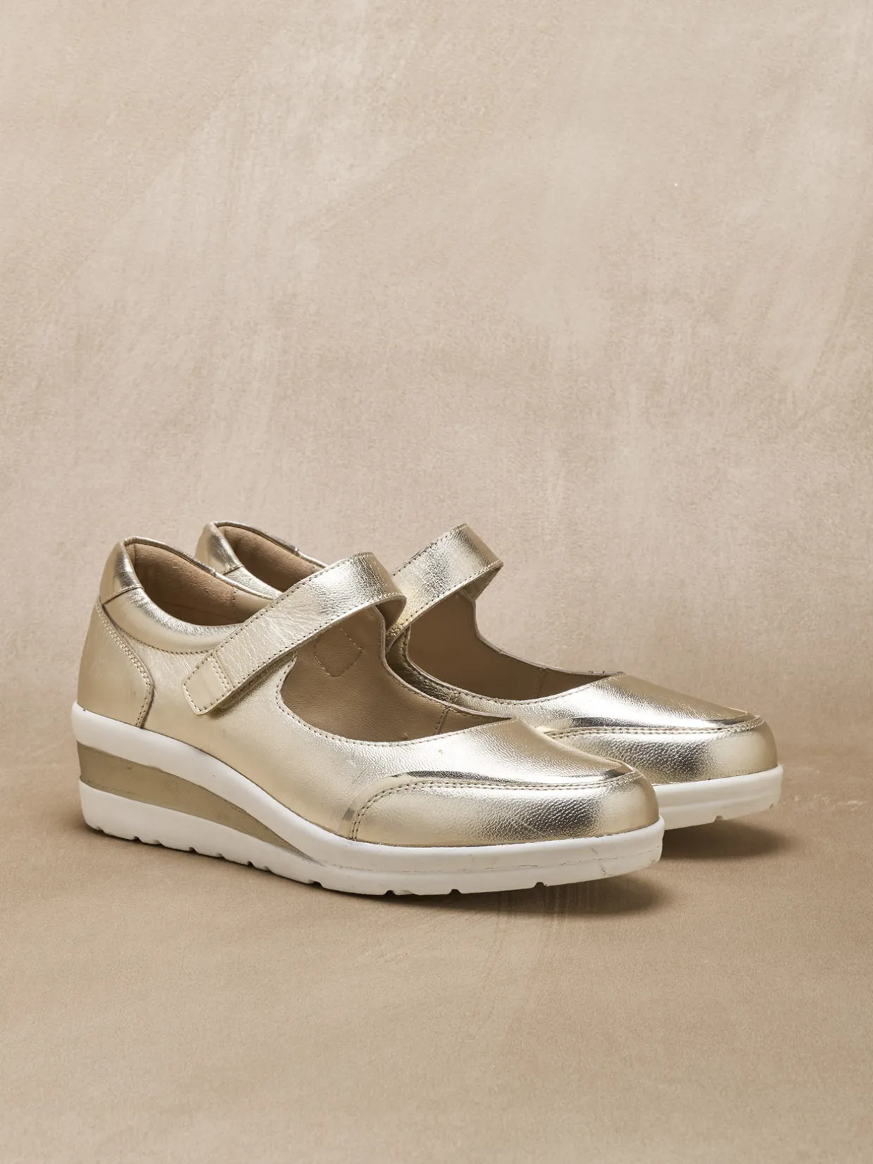 Femme Pédiconfort Babies cuir à scratch semelle compensée