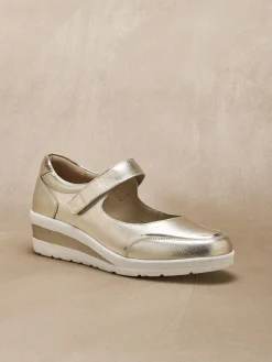 Femme Pédiconfort Babies cuir à scratch semelle compensée