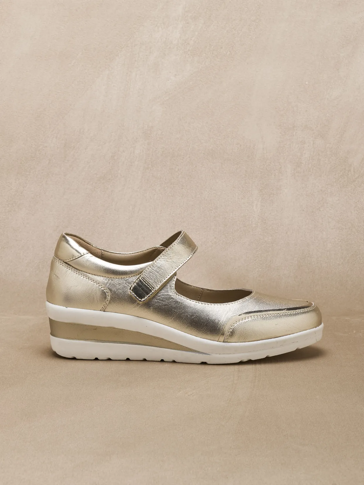 Femme Pédiconfort Babies cuir à scratch semelle compensée