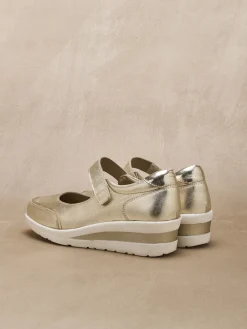 Femme Pédiconfort Babies cuir à scratch semelle compensée