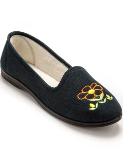 Femme Pédiconfort Ballerines brodées fleur largeur confort