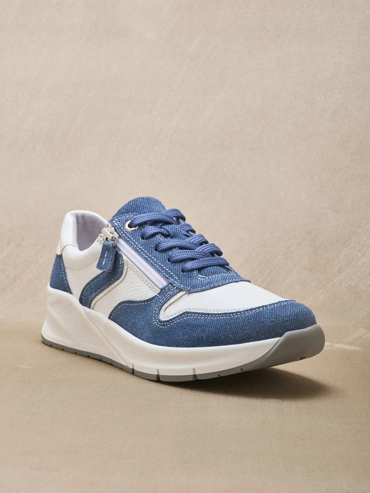 Femme Pédiconfort Baskets bicolores avec zip côté