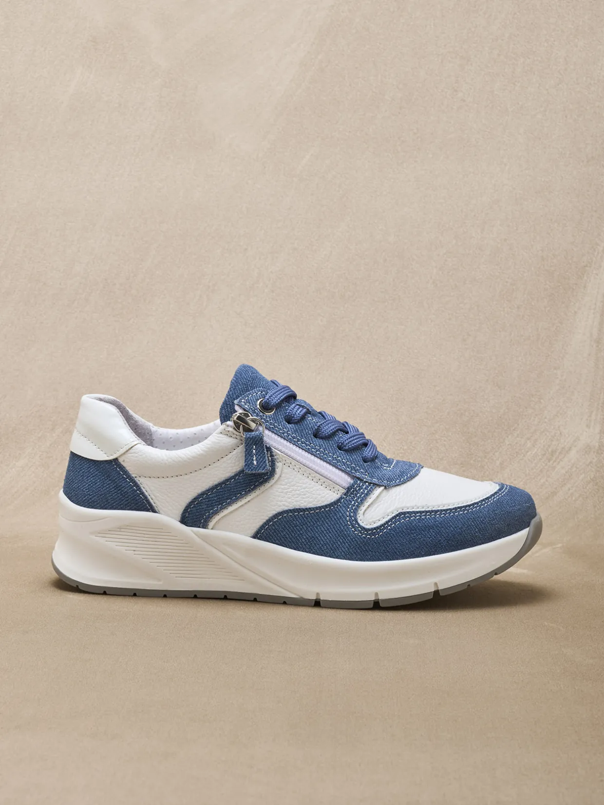 Femme Pédiconfort Baskets bicolores avec zip côté