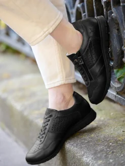 Femme Pédiconfort Baskets cuir à aérosemelle amovible