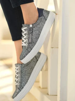 Femme Pédiconfort Baskets cuir avec zip et lacets