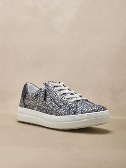 Femme Pédiconfort Baskets cuir avec zip et lacets