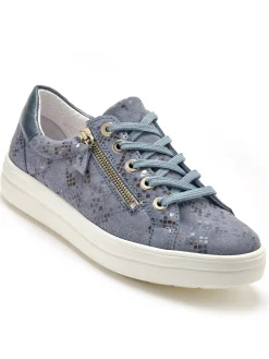 Femme Pédiconfort Baskets cuir avec zip et lacets