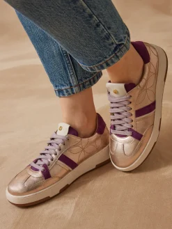 Femme Pédiconfort Baskets cuir effet métallisé