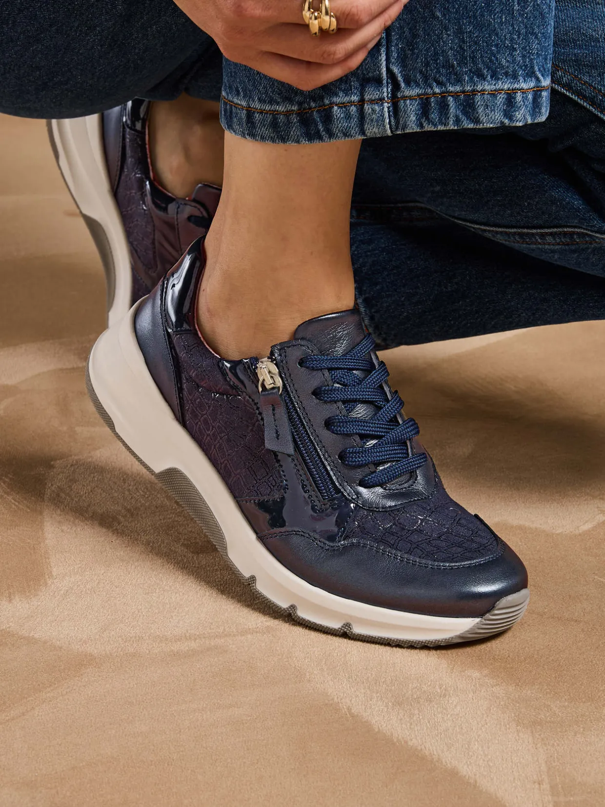 Femme Pédiconfort Baskets cuir et textile