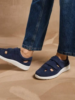 Femme Pédiconfort Baskets extra larges cuir ajouré