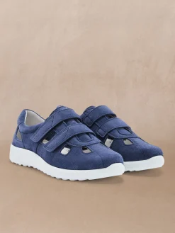 Femme Pédiconfort Baskets extra larges cuir ajouré