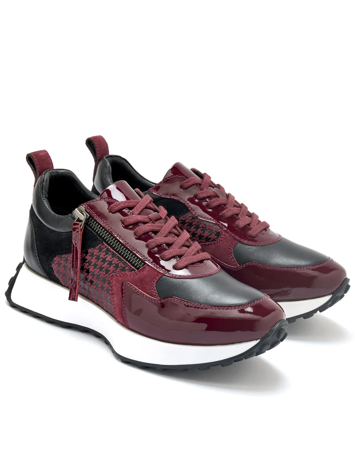 Femme Pédiconfort Baskets zippées cuir lisse et verni