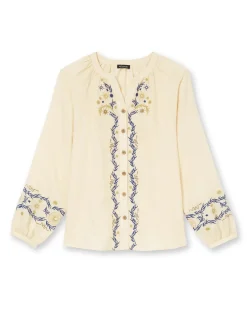 Femme Daxon Blouse brodée avec lin