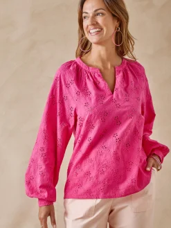 Femme Daxon Blouse en brooderie anglaise