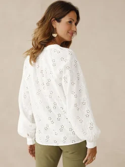 Femme Daxon Blouse en brooderie anglaise