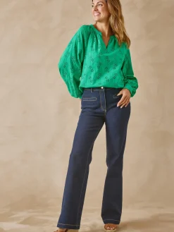 Femme Daxon Blouse en brooderie anglaise