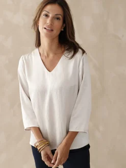 Femme Daxon Blouse manches 3/4 effet satiné