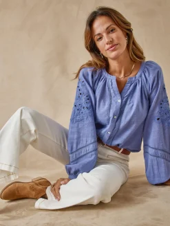 Femme Daxon Blouse manches brodées