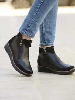 Femme Pédiconfort Boots compensées zippées