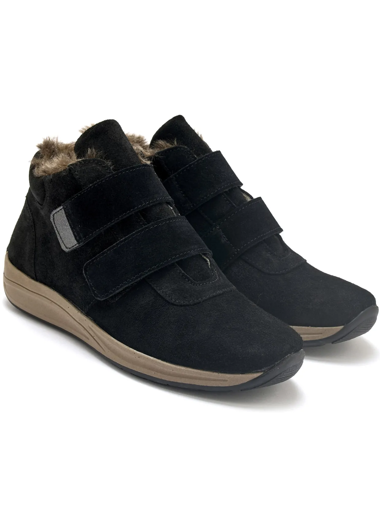 Femme Pédiconfort Boots cuir velours à scratchs