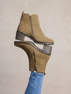 Femme Pédiconfort Boots dessus cuir velours extra larges