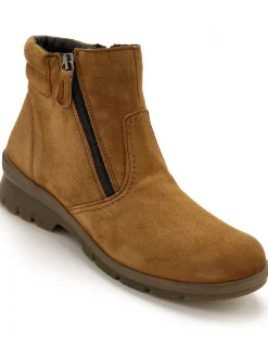 Femme Pédiconfort Boots en cuir extensible double zip