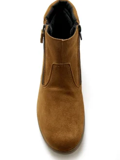 Femme Pédiconfort Boots en cuir extensible double zip