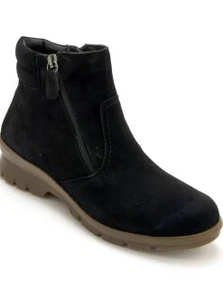Femme Pédiconfort Boots en cuir extensible double zip