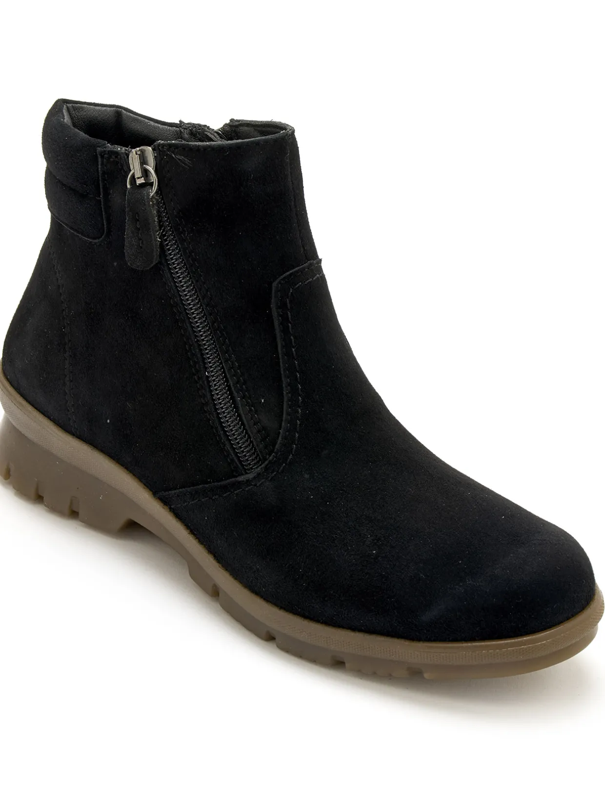 Femme Pédiconfort Boots en cuir extensible double zip