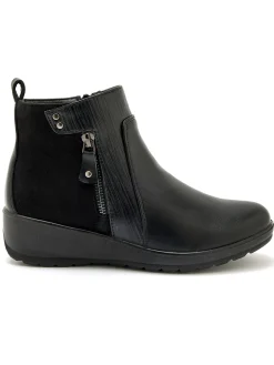Femme Pédiconfort Boots fourrées compensées double zip