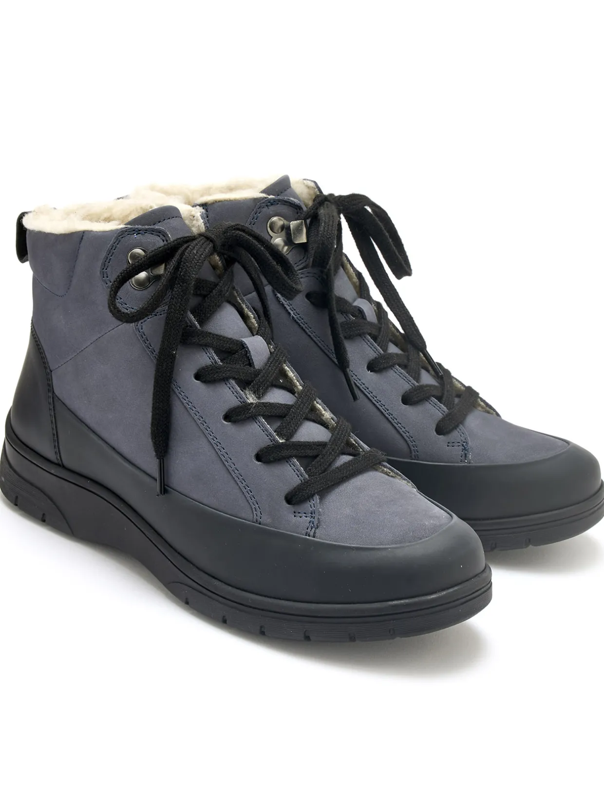 Femme Pédiconfort Boots fourrées cuir velours et caoutchou