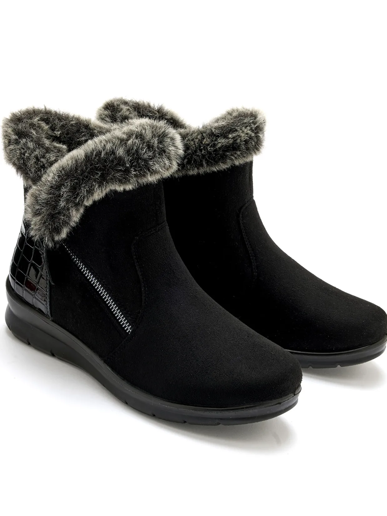 Femme Pédiconfort Boots fourrées zippées