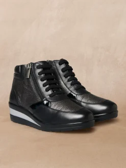 Femme Pédiconfort Boots zippées et lacées doublées suédine