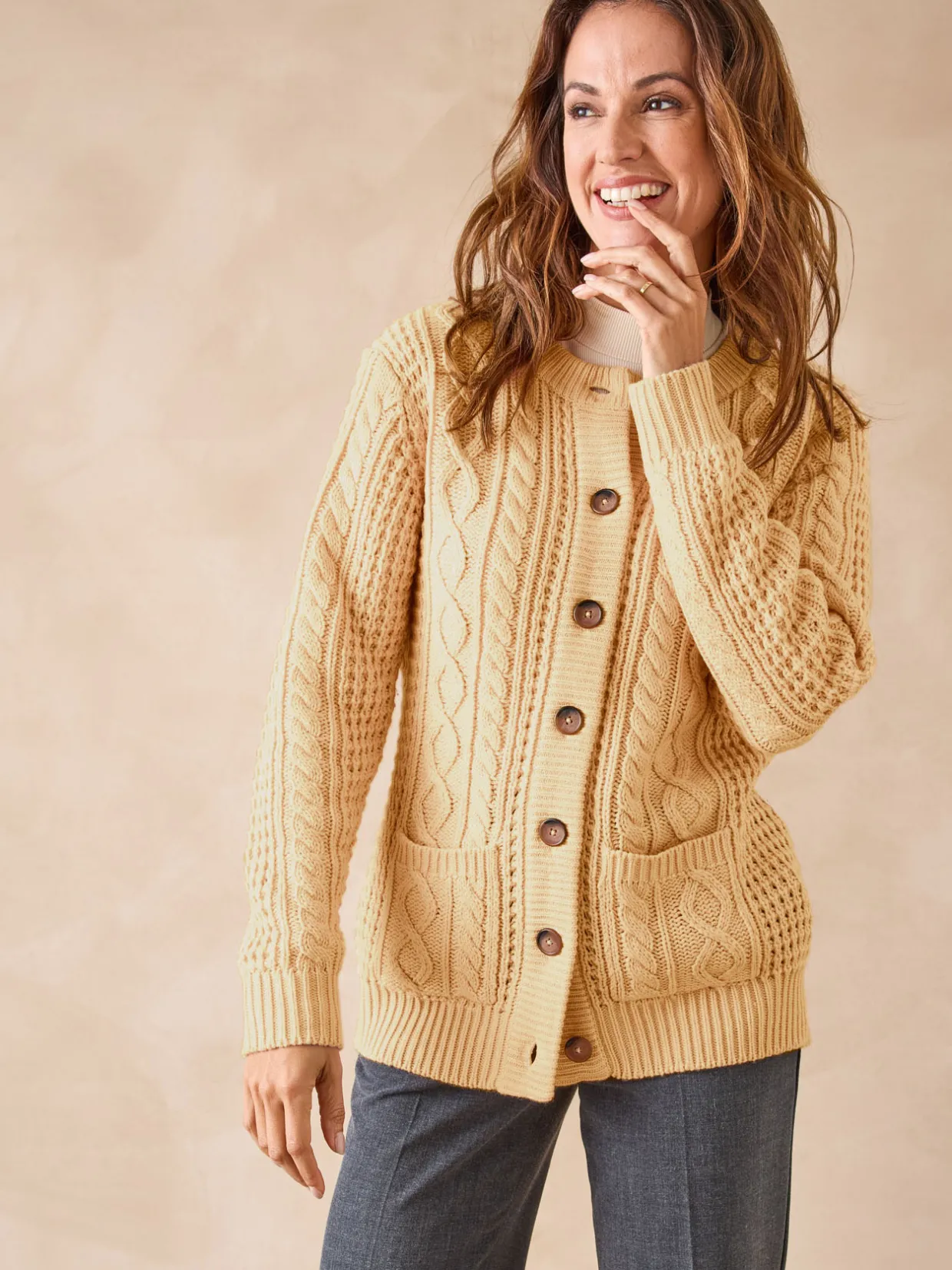Femme Daxon Cardigan torsadé col rond