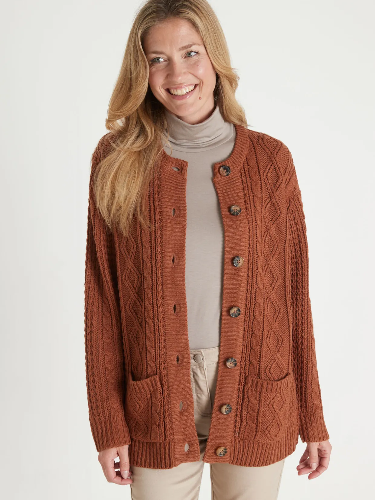 Femme Daxon Cardigan torsadé col rond