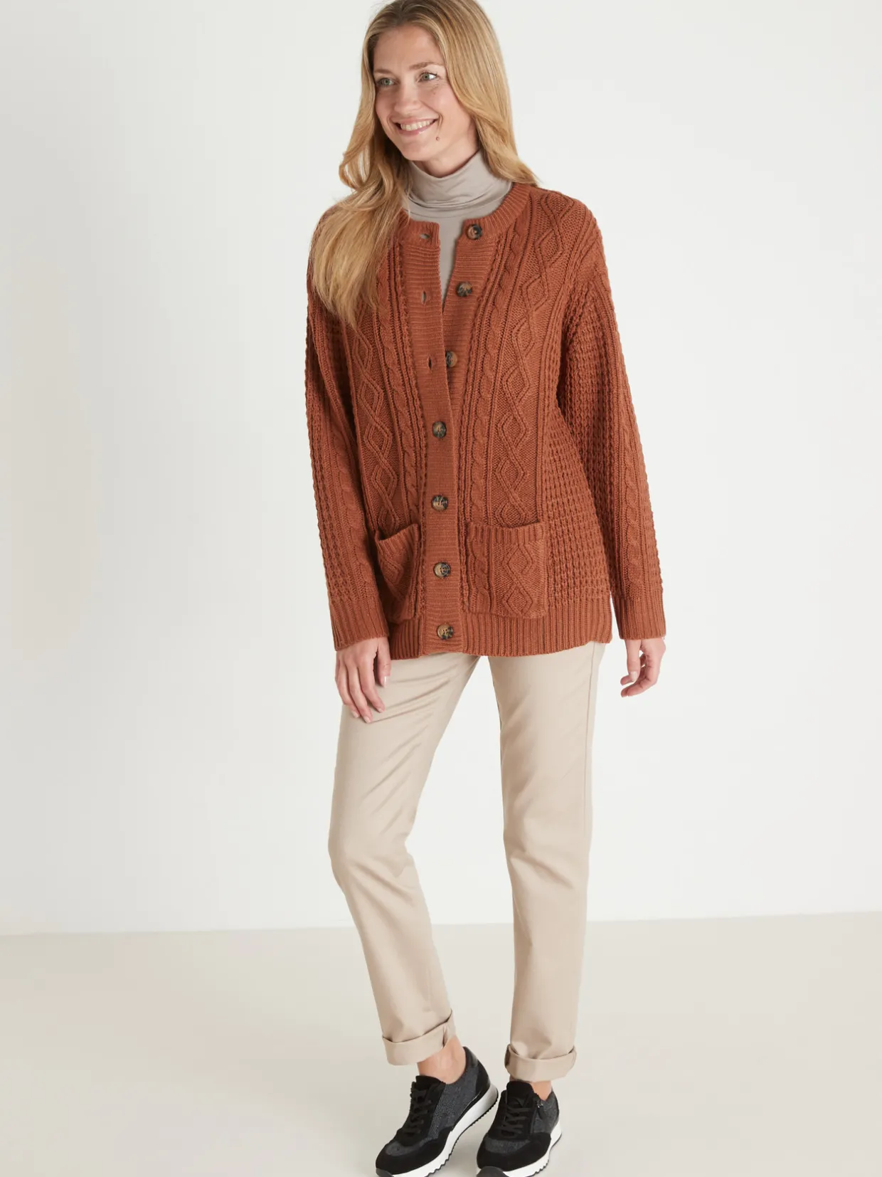 Femme Daxon Cardigan torsadé col rond