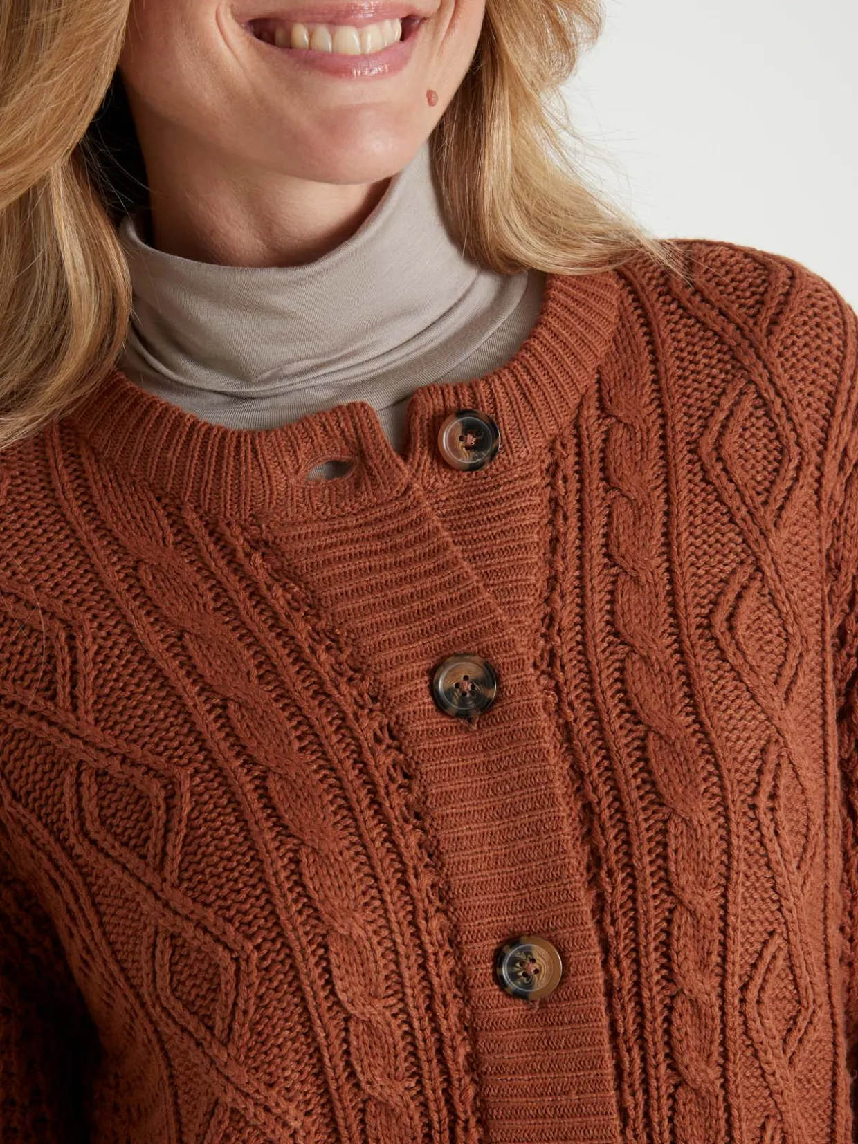 Femme Daxon Cardigan torsadé col rond