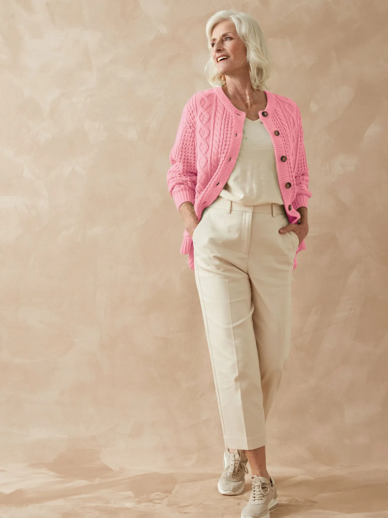 Femme Daxon Cardigan torsadé col rond