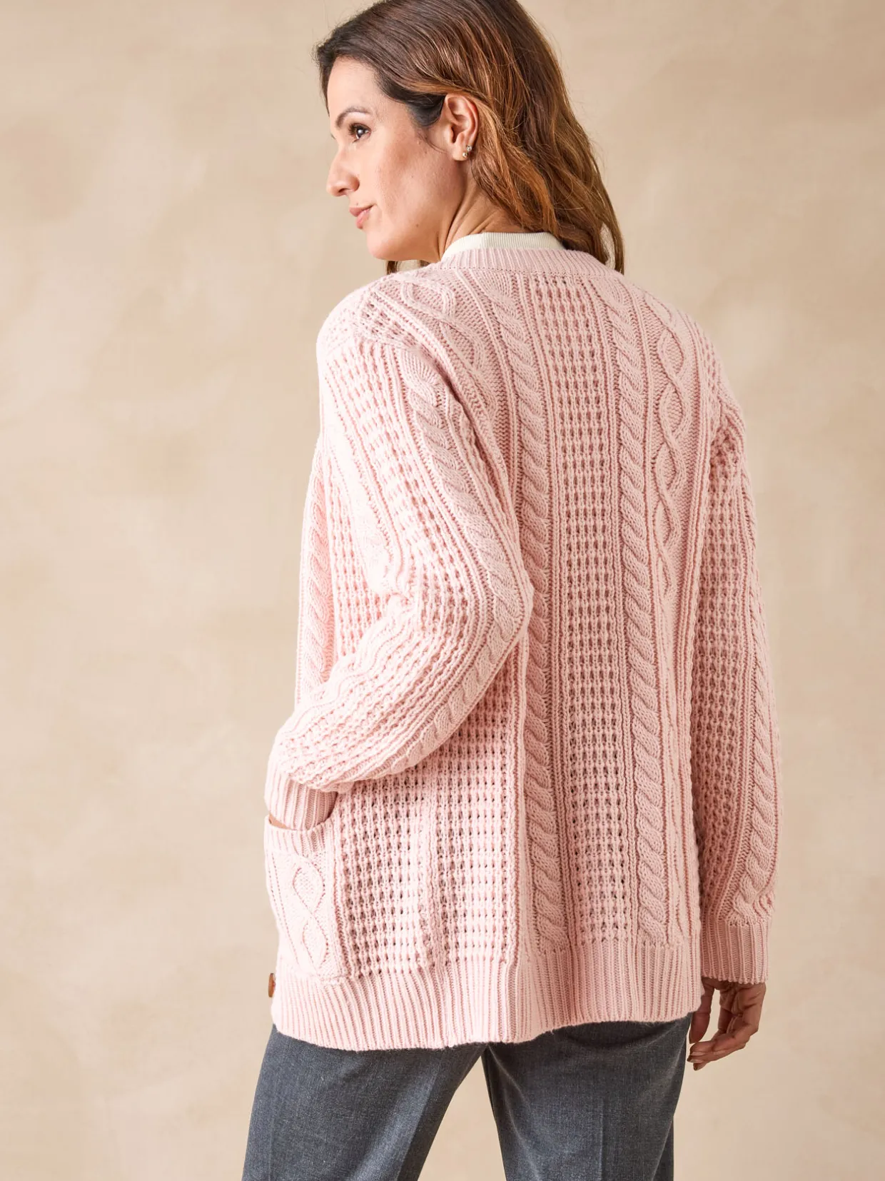 Femme Daxon Cardigan torsadé col rond
