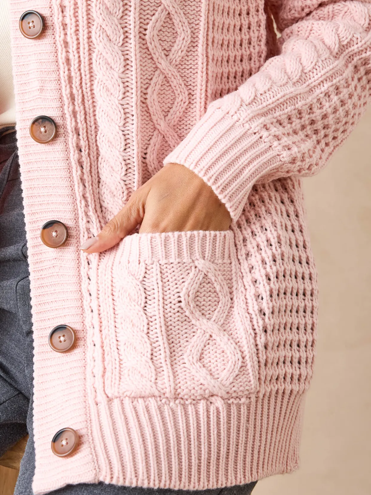 Femme Daxon Cardigan torsadé col rond