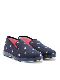 Femme Pédiconfort Charentaises brodées intérieur éponge