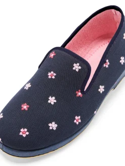 Femme Pédiconfort Charentaises brodées intérieur éponge