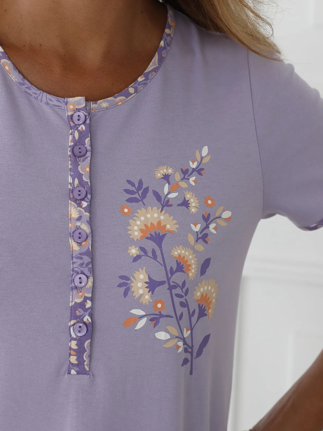 Daxon Chemise de nuit courte forme liquette