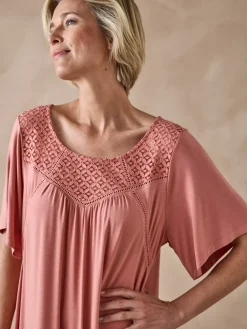 Daxon Chemise de nuit courte évasée fluide