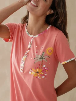 Daxon Chemise de nuit longue manches courtes