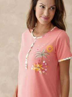 Daxon Chemise de nuit longue manches courtes