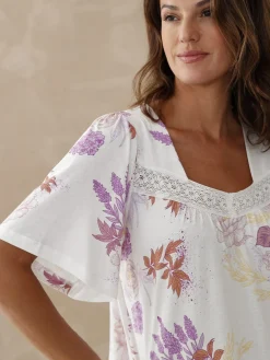 Daxon Chemise de nuit longue manches papillon