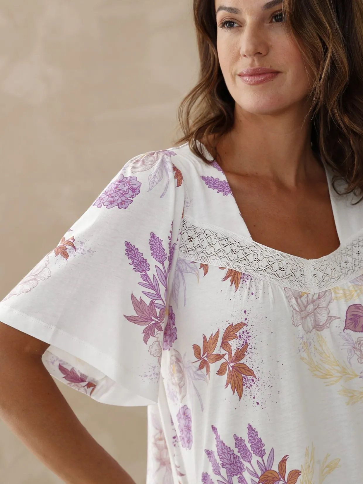 Daxon Chemise de nuit longue manches papillon