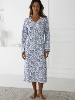 Daxon Chemise de nuit manches longues en coton